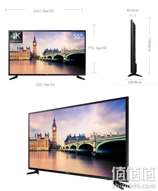 三星 UA55JU50SW 55英寸4K超高清智能电视