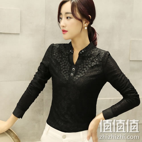 韩芯儿 女士加绒蕾丝衫
