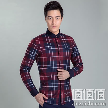 北极绒 男士格子加绒保暖衬衫