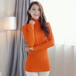 宜姿女士韩版长款麻花高领打底针织衫