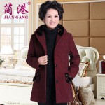 简港中老年女士中长款毛呢外套