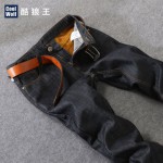 酷狼王男士加绒加厚直筒牛仔裤