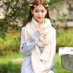 罗兰蒂女士超大长款纯色棉麻围巾