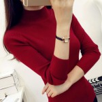 优资莲女士韩版短款半高领毛衣针织衫