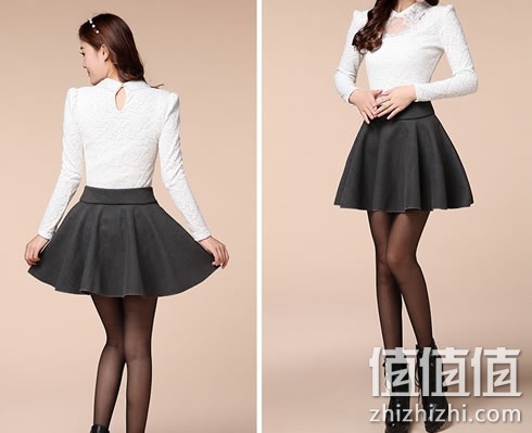 黛卡露女士毛呢伞裙半身裙