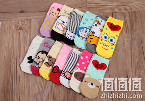 咕豆女士保暖卡通可爱短袜船袜 