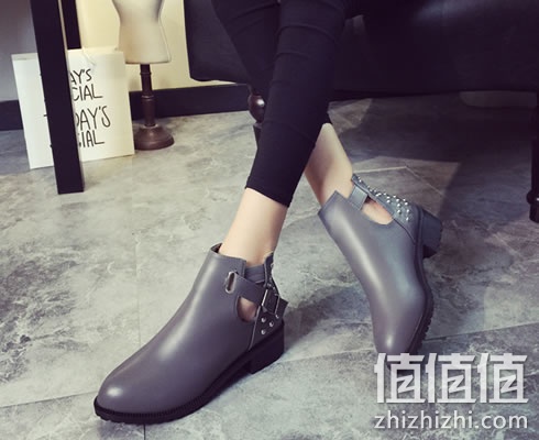 杰比诺女士平底英伦马丁靴短靴