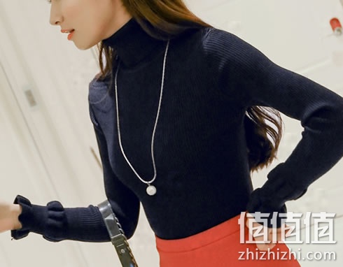 女士高领加厚修身针织打底衫