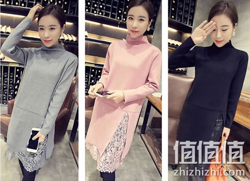 宜服女士韩版淑女蕾丝拼接连衣裙