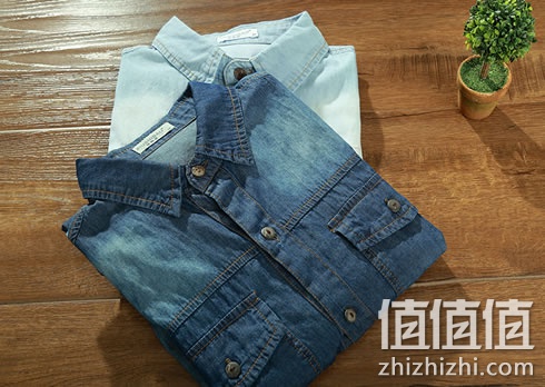 休狮堡男士牛仔长袖修身休闲衬衣