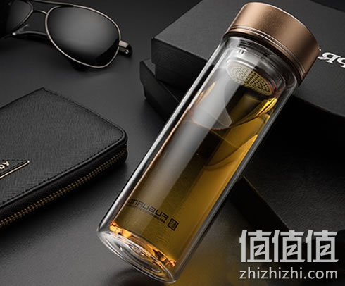 富光双层便携过滤玻璃杯茶杯