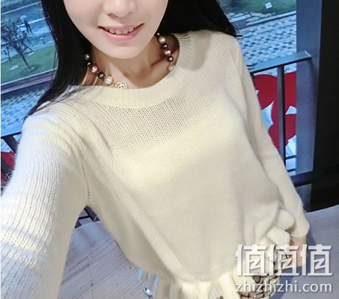 七婵女士荷叶边修身针织衫毛衣打底衫