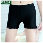鹤舞纤姿女士蕾丝防走光打底裤
