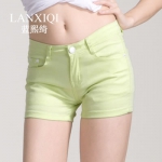 蓝熙绮女士韩版高腰牛仔短裤