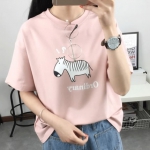 妩媚女士韩版大码卡通印花圆领短袖t恤