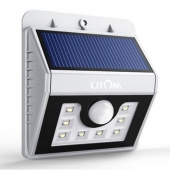 室外照明我最强！Litom 明亮8LED 室外照明灯 太阳能供电 防水 3种智能感应 美国亚马逊价格