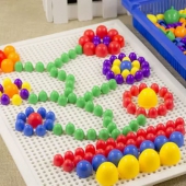 儿童益智！贝迪乐M2801儿童蘑菇钉创意拼图早教益智玩具 296粒