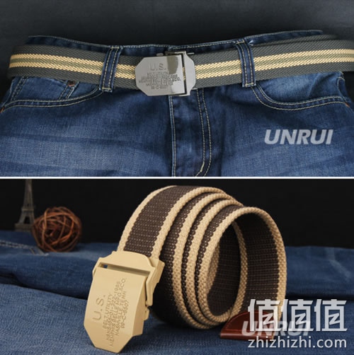 unrui男士休闲自动扣加长帆布皮带