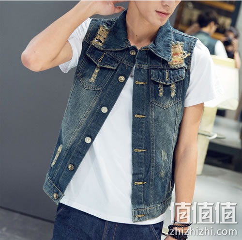 景秀阁男士韩版牛仔马甲