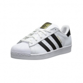 Adidas Originals 阿迪达斯 三叶草 SUPERSTAR W 女士板鞋，经典黑白金标贝壳头！美国亚马逊价格