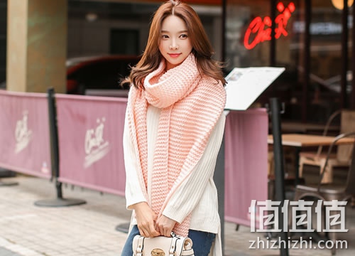 玫瑰日记女士韩版纯色粗毛线围巾