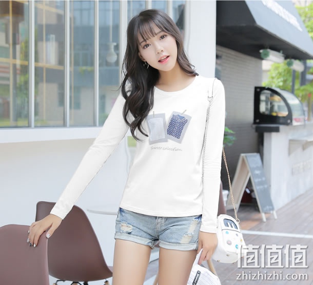 菱莎女士韩版外穿长袖T恤
