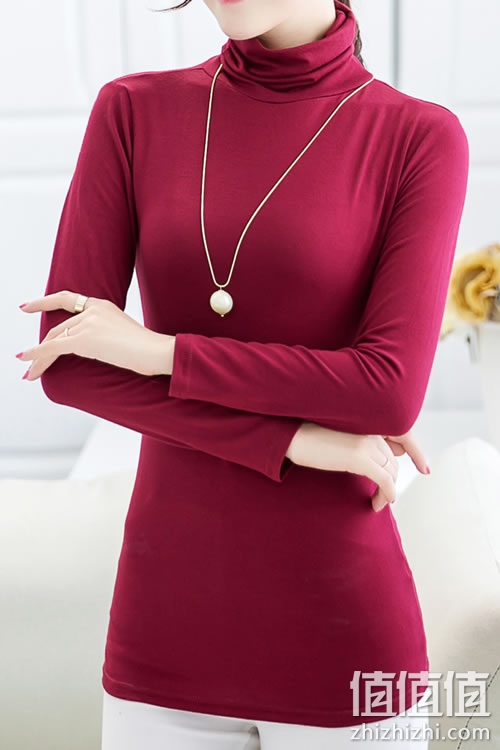 女士莫代尔高领长袖打底衫