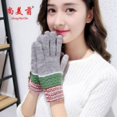 尚美茵女士加绒加厚针织毛线手套