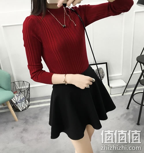 禾袖女士百修身纯色针织衫