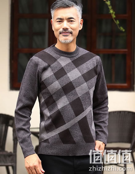 轩纳利中年男士圆领毛衣针织衫