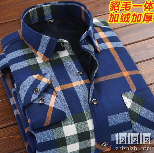 牧鹿 男士加绒加厚保暖衬衫