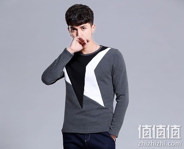 汉司男士加绒加厚圆领打底衫