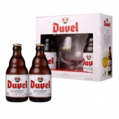 督威（DuveL） 黄金麦芽啤酒礼盒 （330ml*2瓶+啤酒杯*1）