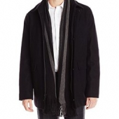 大码好价！Calvin Klein Wool Scarf男士羊毛混纺大衣