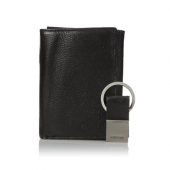 卡尔文 克莱恩（Calvin Klein）  Pebble Leather Slim Trifold 男士三折钱包+钥匙环