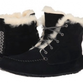 UGG Chickaree 女士黑色毛绒系带短靴