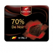 折11元/块：COTE D'OR 克特多 金象 70%可可黑巧克力礼盒装 100g*4块 折44元（119，满减+用券）