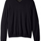 Calvin Klein 100%纯美利奴羊毛男士V领针织衫