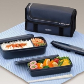 膳魔师（THERMOS） DJB-903W NVY 2段式午餐盒 900ml 硅胶绑带结实耐用