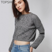 TOPSHOP 女士灰色百搭短款针织衫