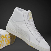 彪马（Puma） Basket Mid P&C男士休闲鞋 高帮系带复古设计