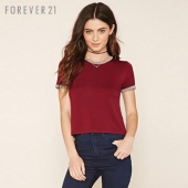FOREVER 2100200433 运动风撞色边短袖T恤