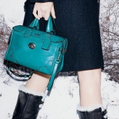 蔻驰（COACH） Crackle Leather Rhyder 24 Satchel 女士真皮手提包
