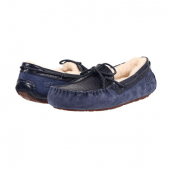 UGG Dakota 女士海军蓝毛绒乐福鞋 鳄鱼皮纹