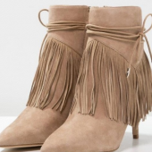 Sam Edelman Marion 女士羊皮流苏高跟短靴