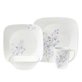 中亚Prime会员： Corelle 康宁餐具 16-Piece Square Jacaranda Dinnerware Set 16件 方盘套装
