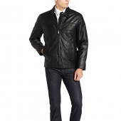 Perry Ellis Lambskin Leather 男士羊皮夹克 100%真皮材质 手感细腻顺滑