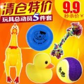 森悠 狗狗玩具 五件套（惨叫鸡+尖叫鸡+狗飞盘+ 玩具球+ 棉绳 ）