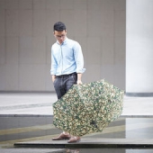 网易严选 男式长柄花纹雨伞