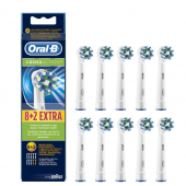 欧乐B（Oral-B） Cross Action牙刷头 8+2支  蓝色&白色